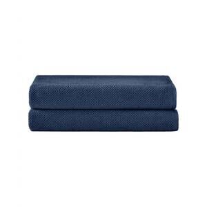 NEW UNDER THE CANOPY textured organic 2 piece bath sheet set in navy